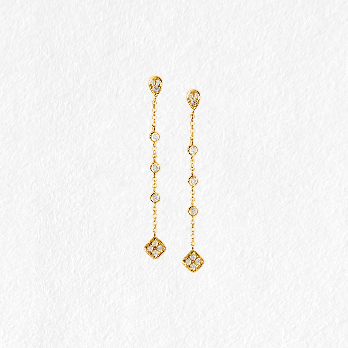 Neriah 9ct Yellow Gold Drop Diamond Earrings